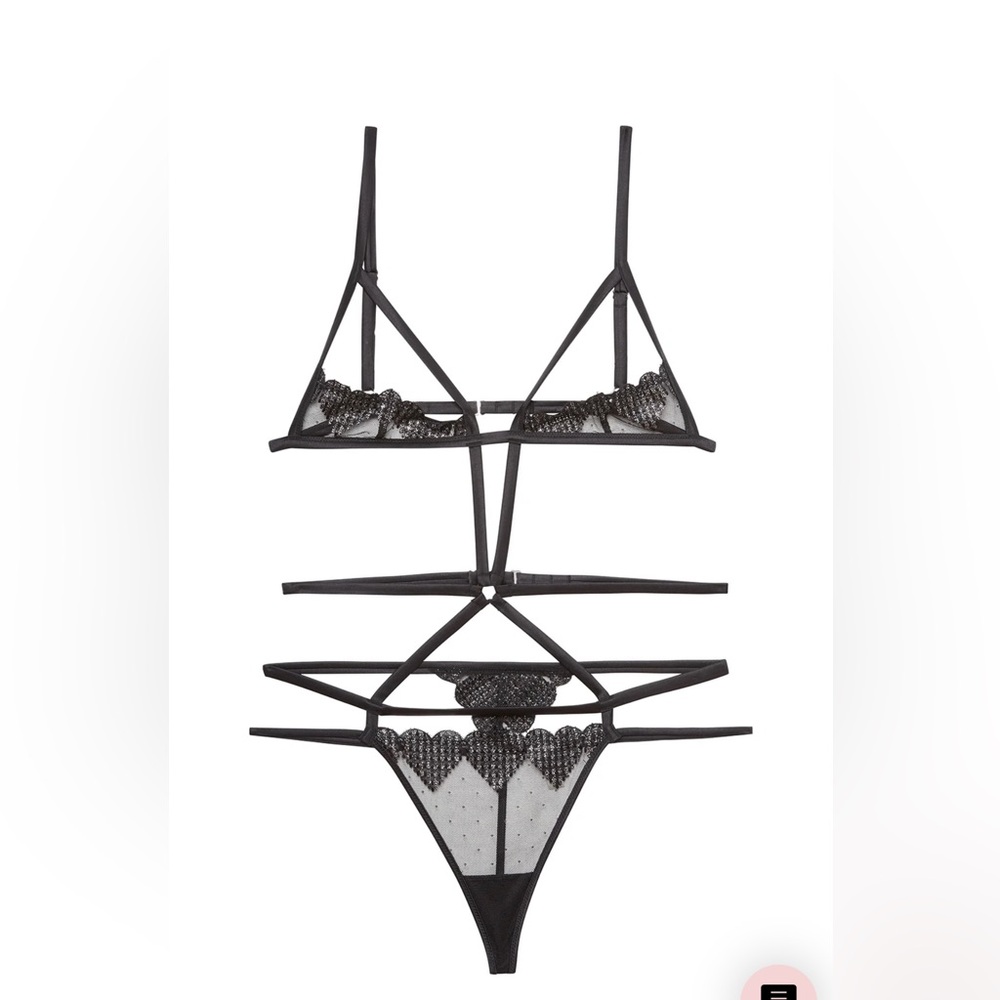 FLEUR DU MAL Black Strappy Lace Lingerie Set